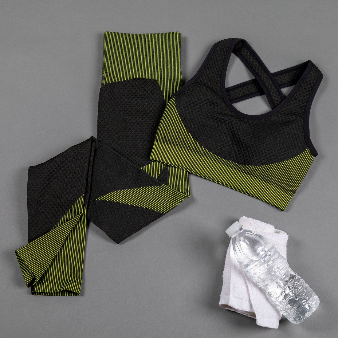 Textured Leggings and Sports Bra Activewear Set Women Workout