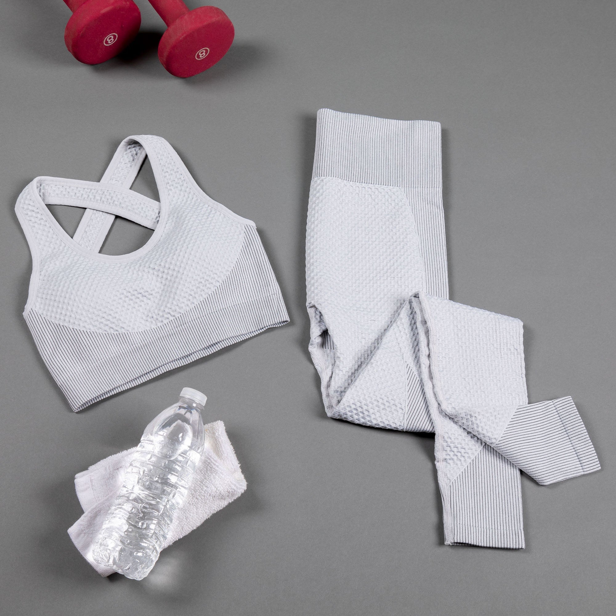 Textured Leggings and Sports Bra Activewear Set Women Workout
