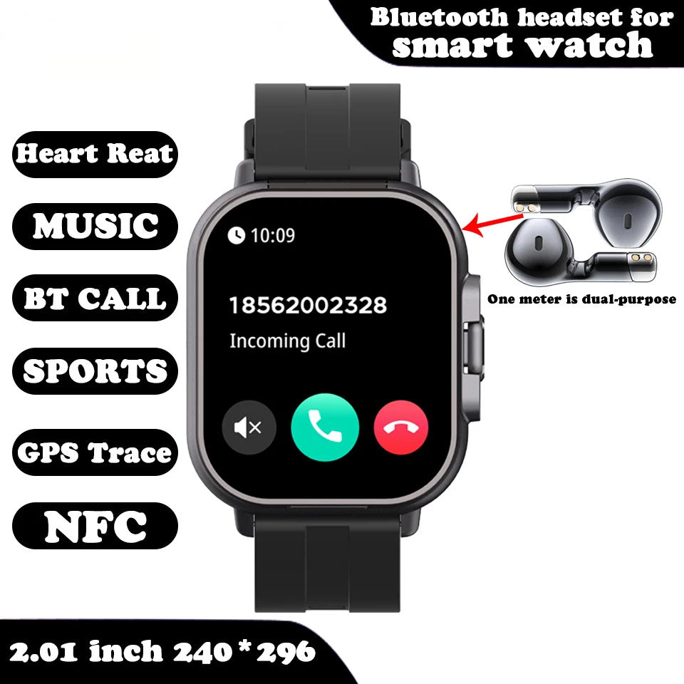 Smartwatch with Earbuds 2 in 1 Fitness Calling Music Device