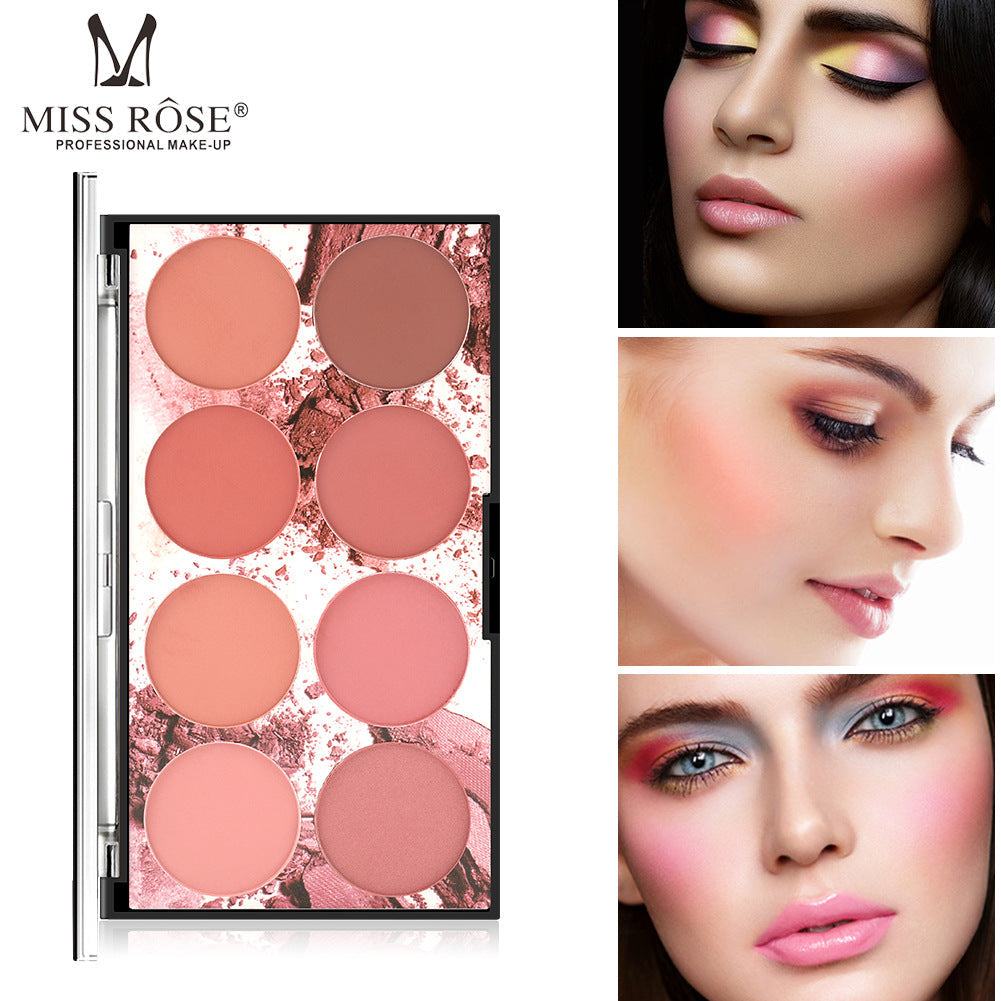 Miss Rose 8 Color Blush Palette Matte Long Lasting Natural
