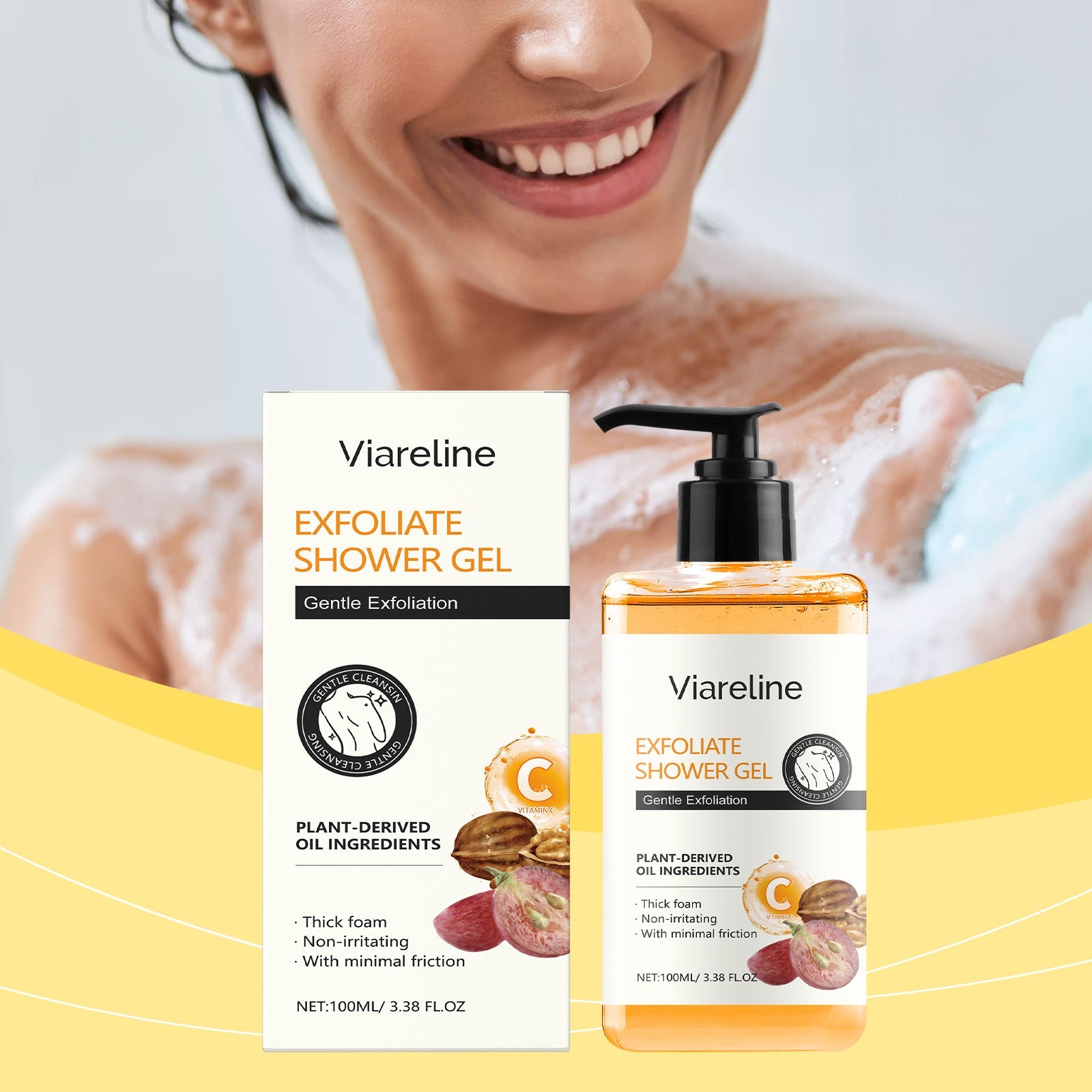 Exfoliating Body Wash Gentle Cleanser Moisturizing Silky Refreshing Shower