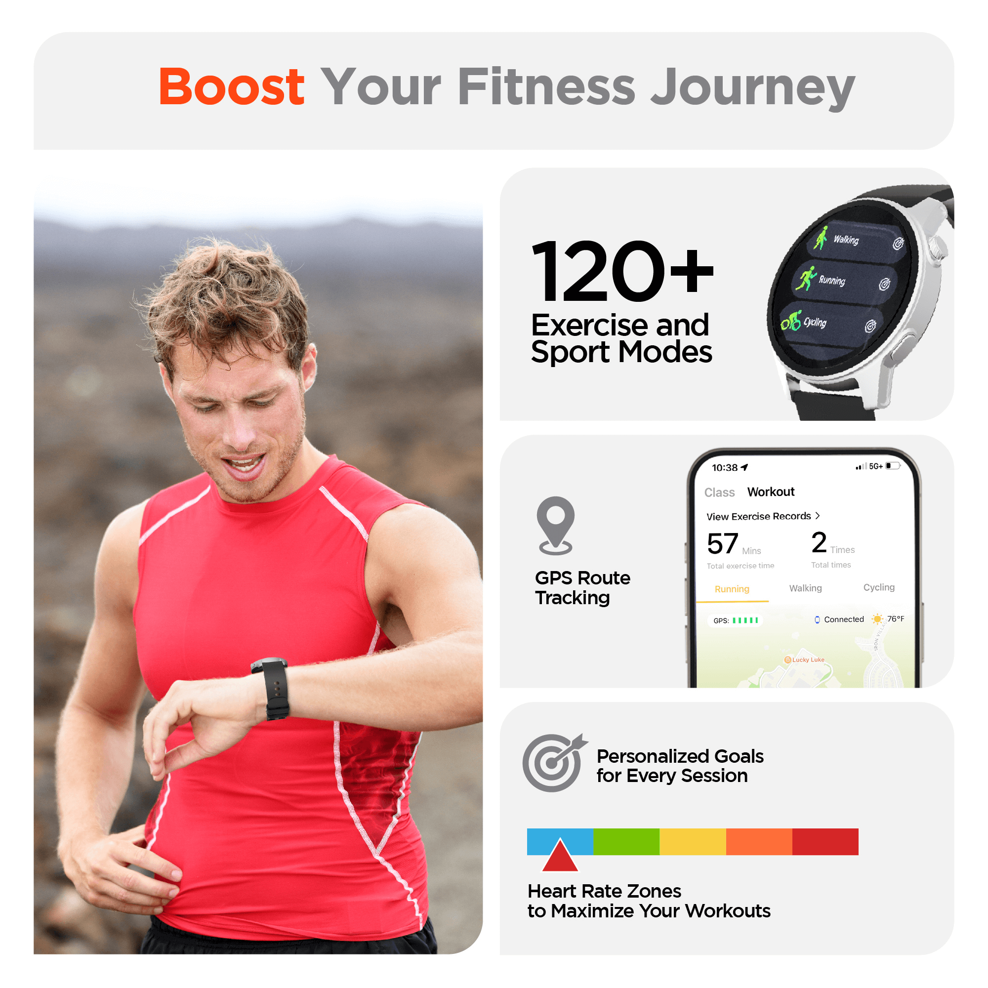 HyperGear SmartWatch Fitness Tracker Heart Rate Sleep Monitor Activity
