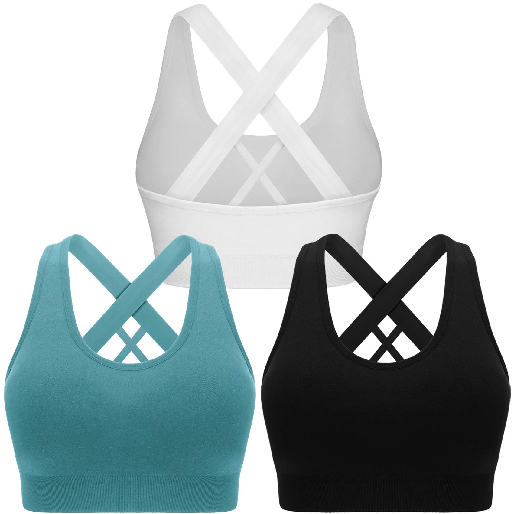 Women’s High Impact Sports Bra Seamless Padded Criss Cross Workout