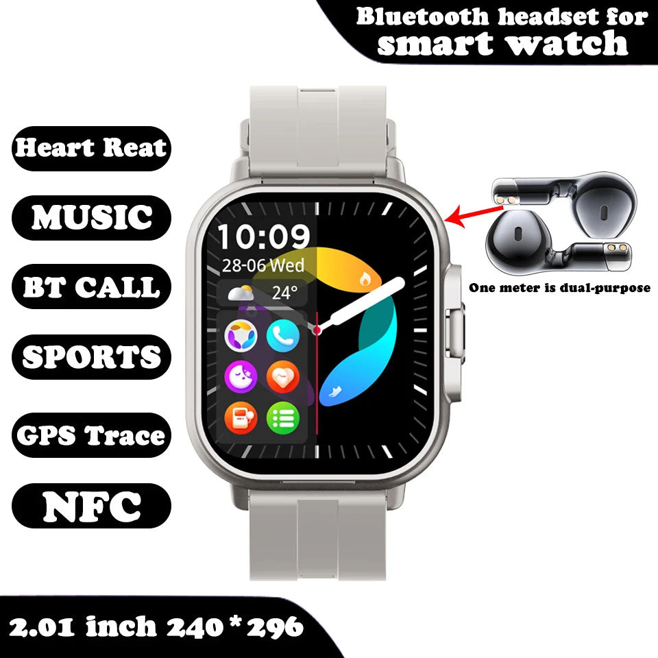 Smartwatch with Earbuds 2 in 1 Fitness Calling Music Device