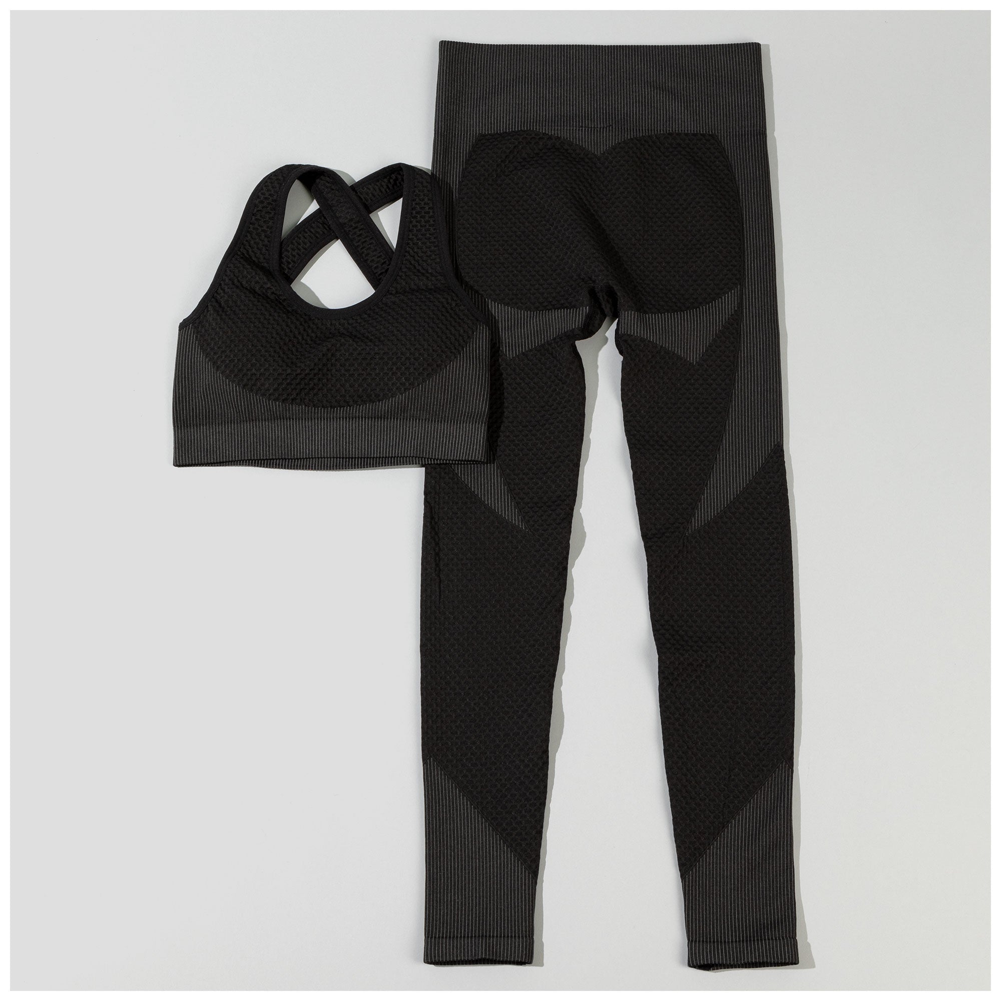 Textured Leggings and Sports Bra Activewear Set Women Workout