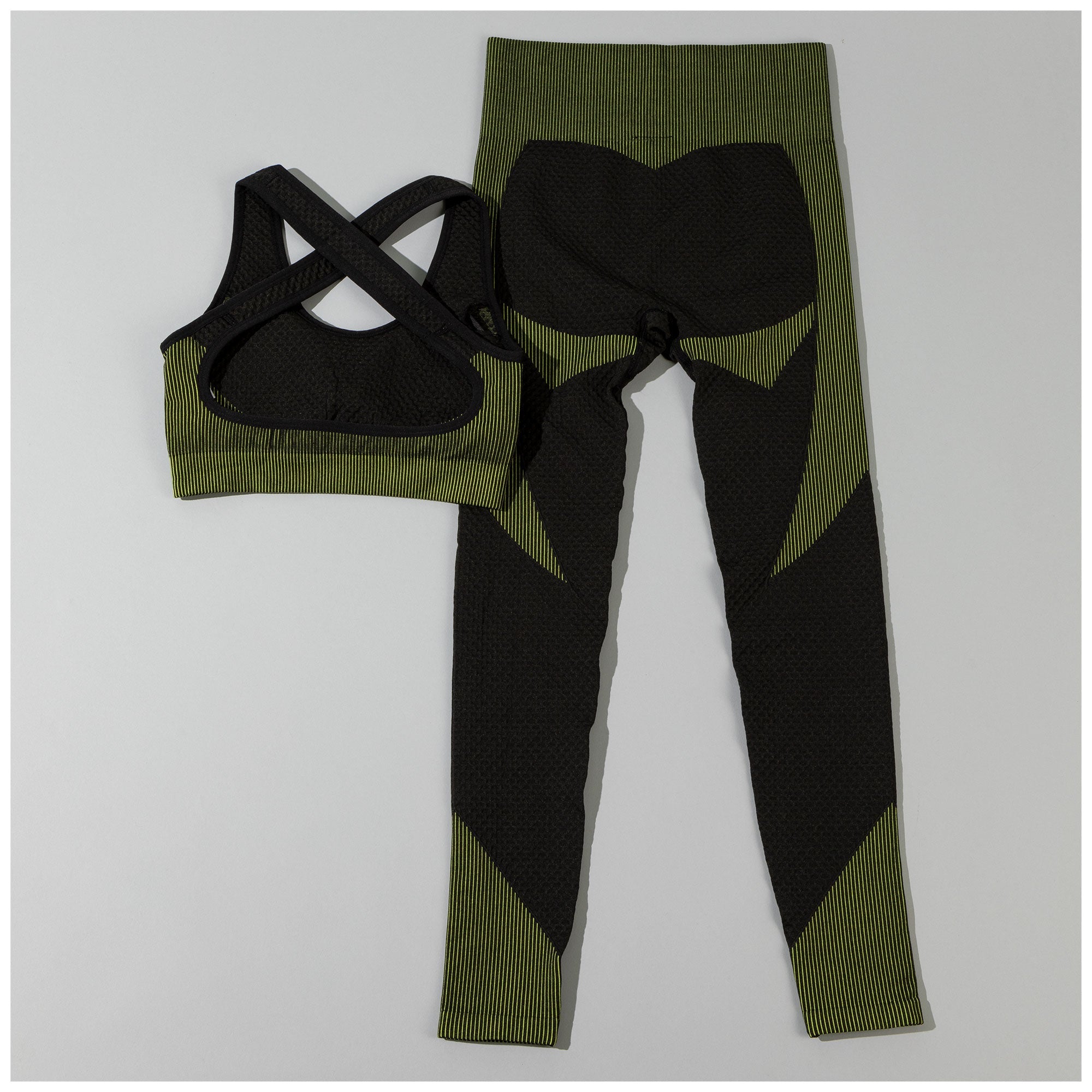 Textured Leggings and Sports Bra Activewear Set Women Workout