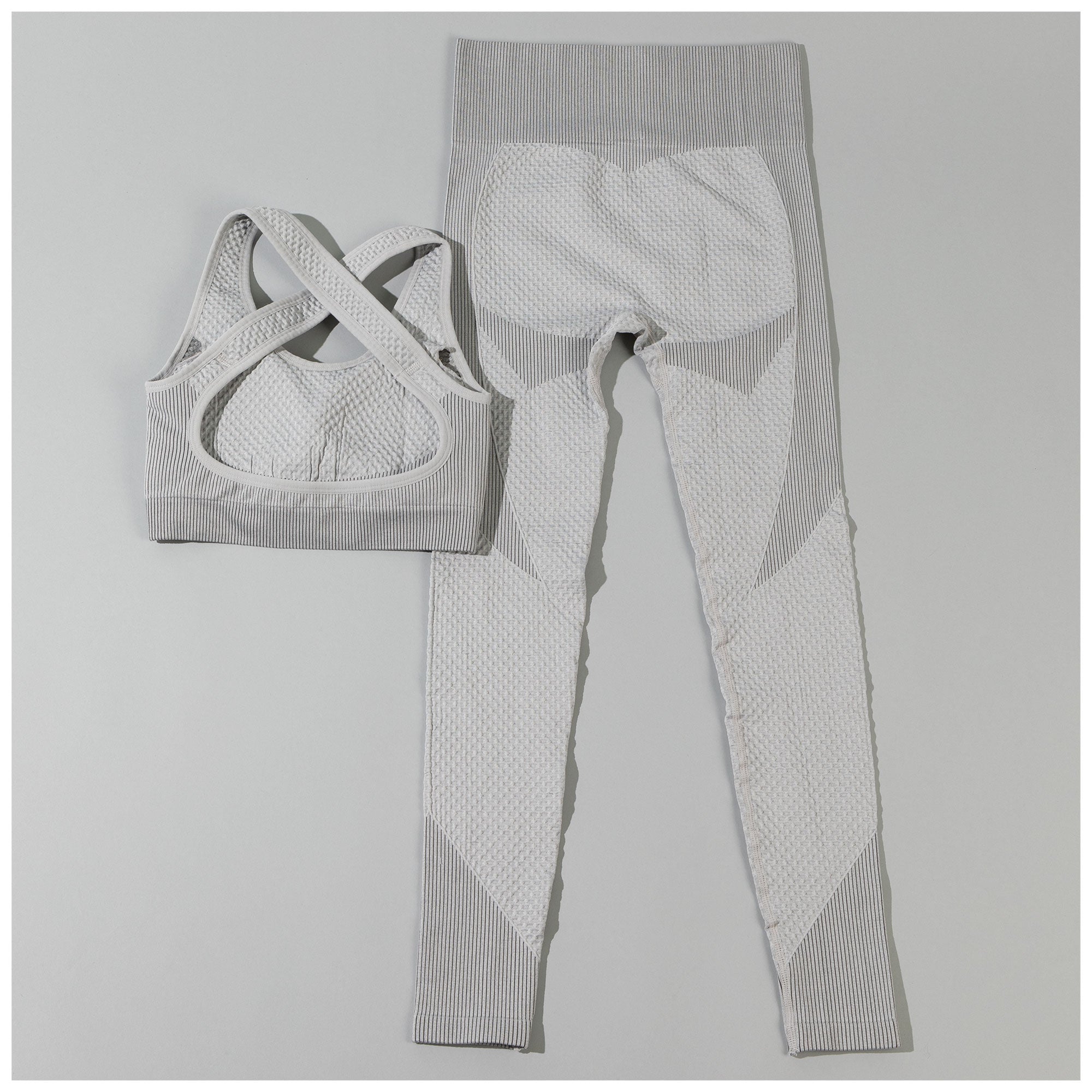 Textured Leggings and Sports Bra Activewear Set Women Workout