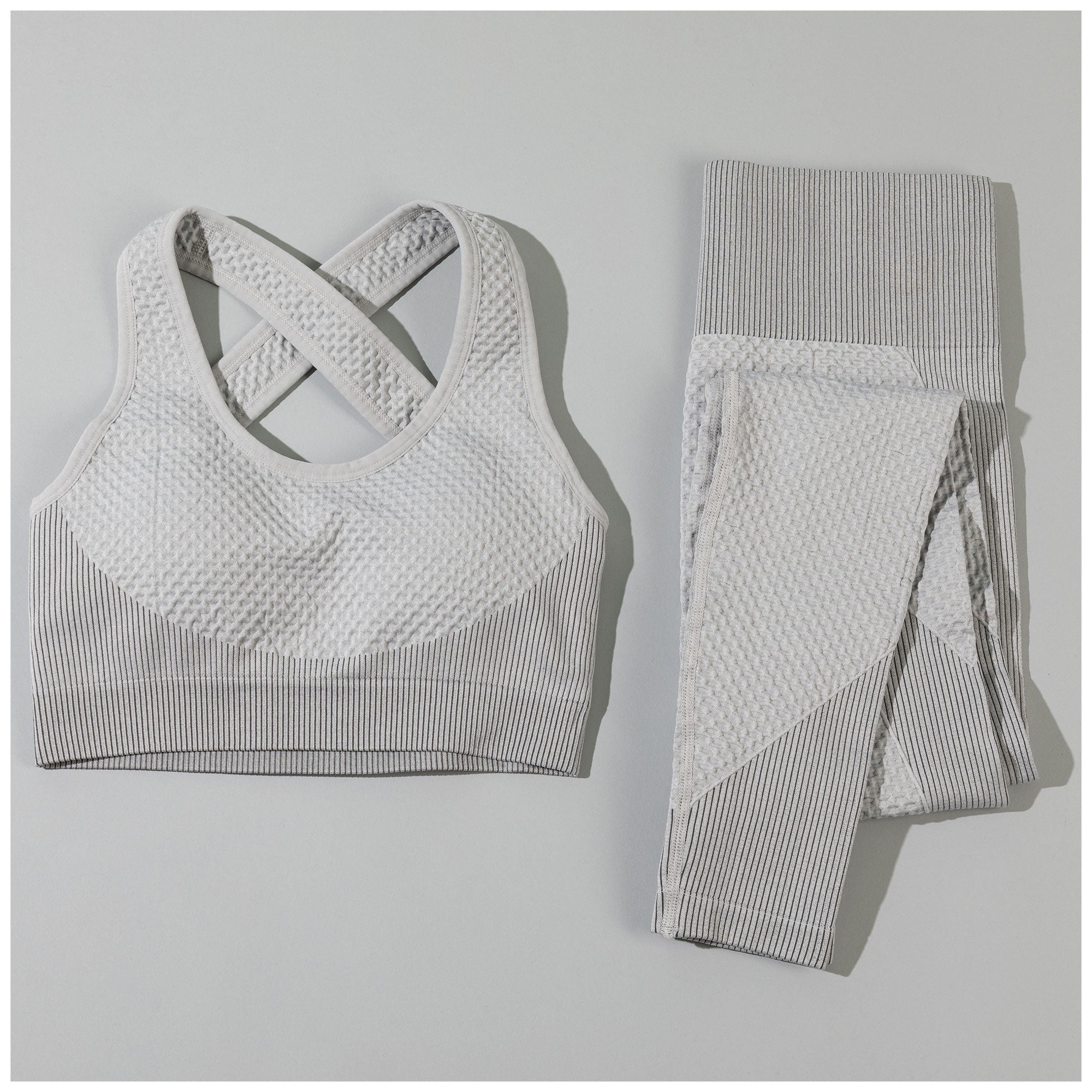 Textured Leggings and Sports Bra Activewear Set Women Workout