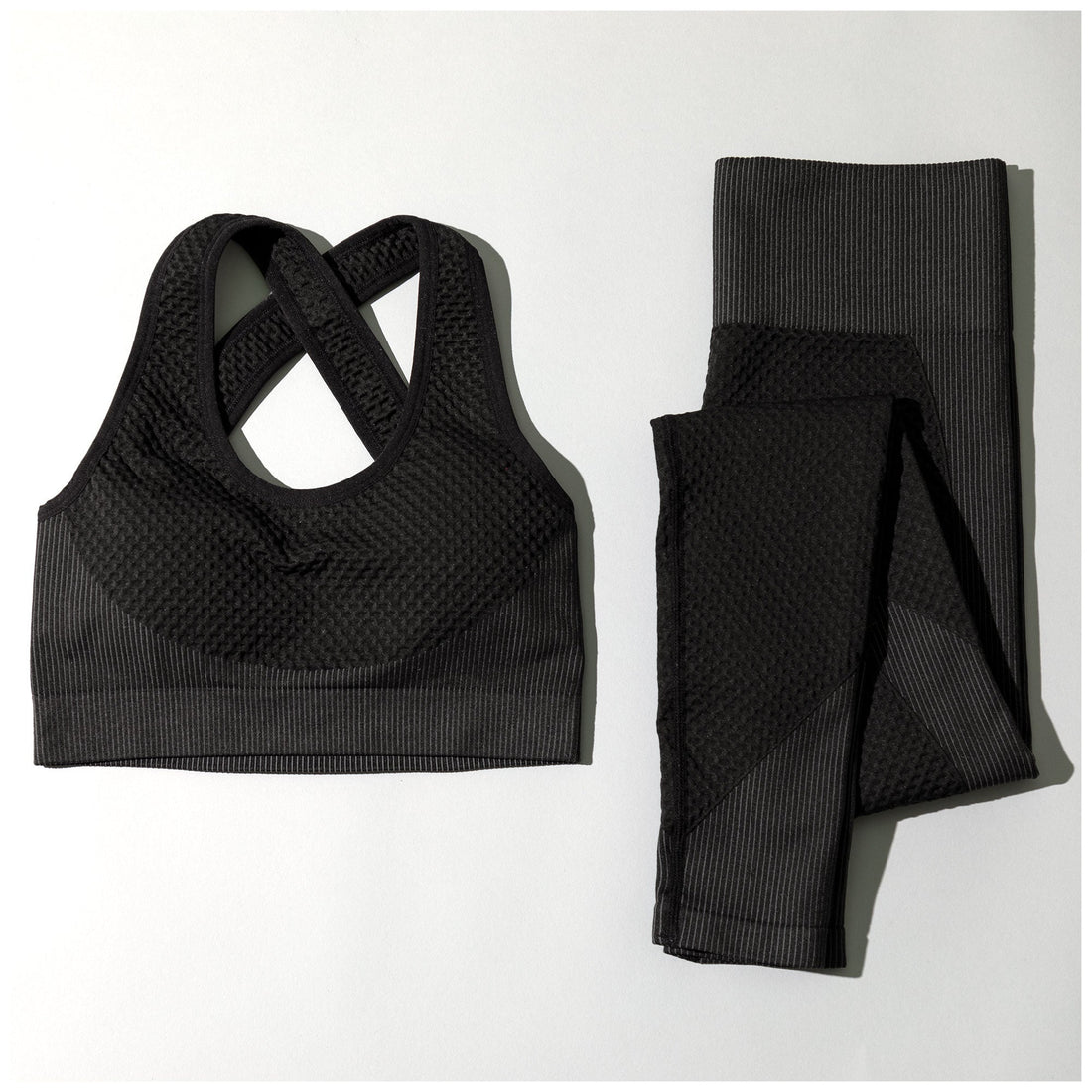 Textured Leggings and Sports Bra Activewear Set Women Workout