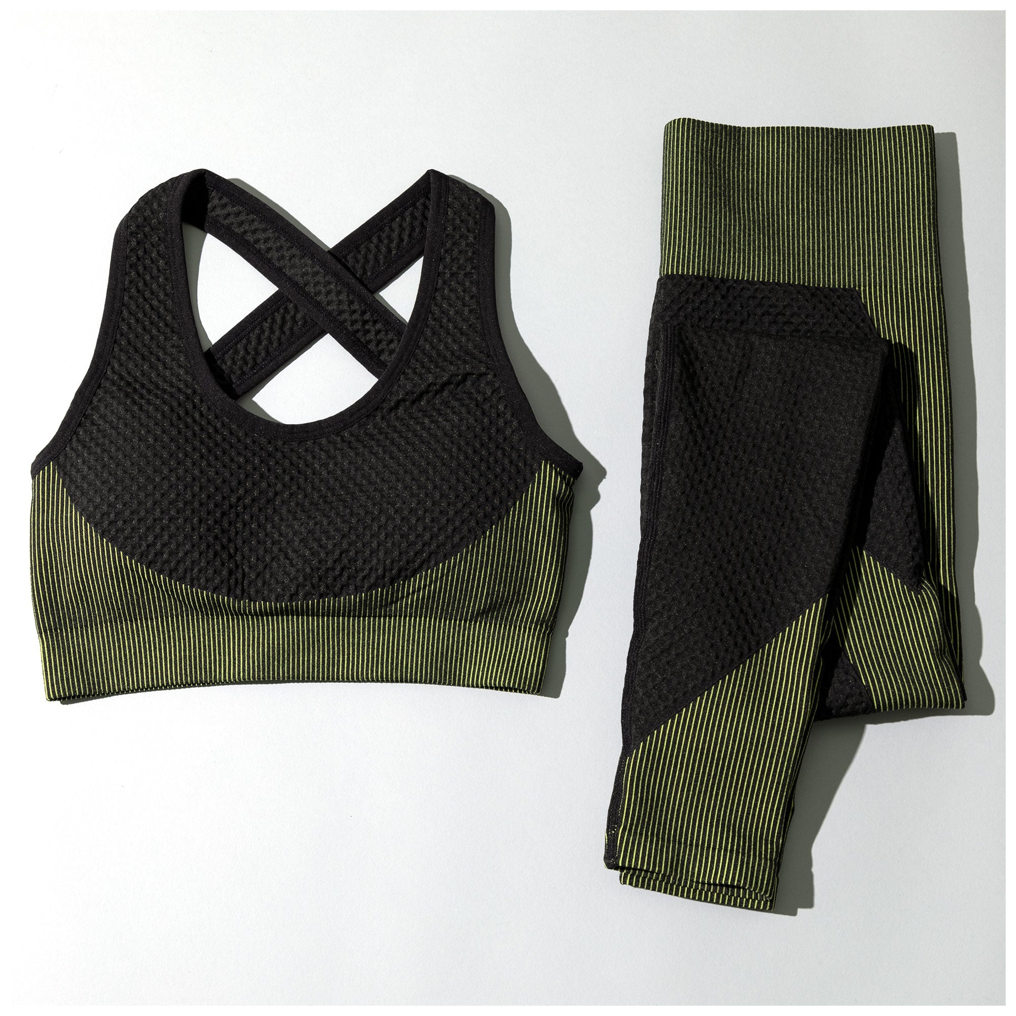 Textured Leggings and Sports Bra Activewear Set Women Workout