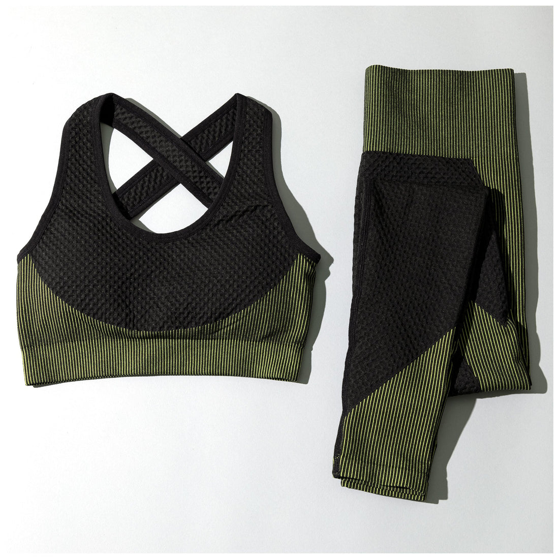 Textured Leggings and Sports Bra Activewear Set Women Workout