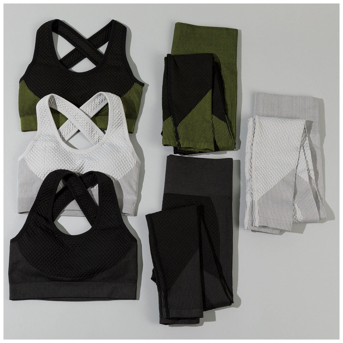 Textured Leggings and Sports Bra Activewear Set Women Workout