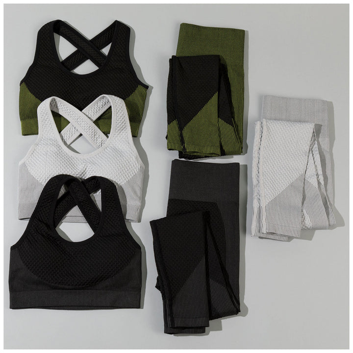 Textured Leggings and Sports Bra Activewear Set Women Workout