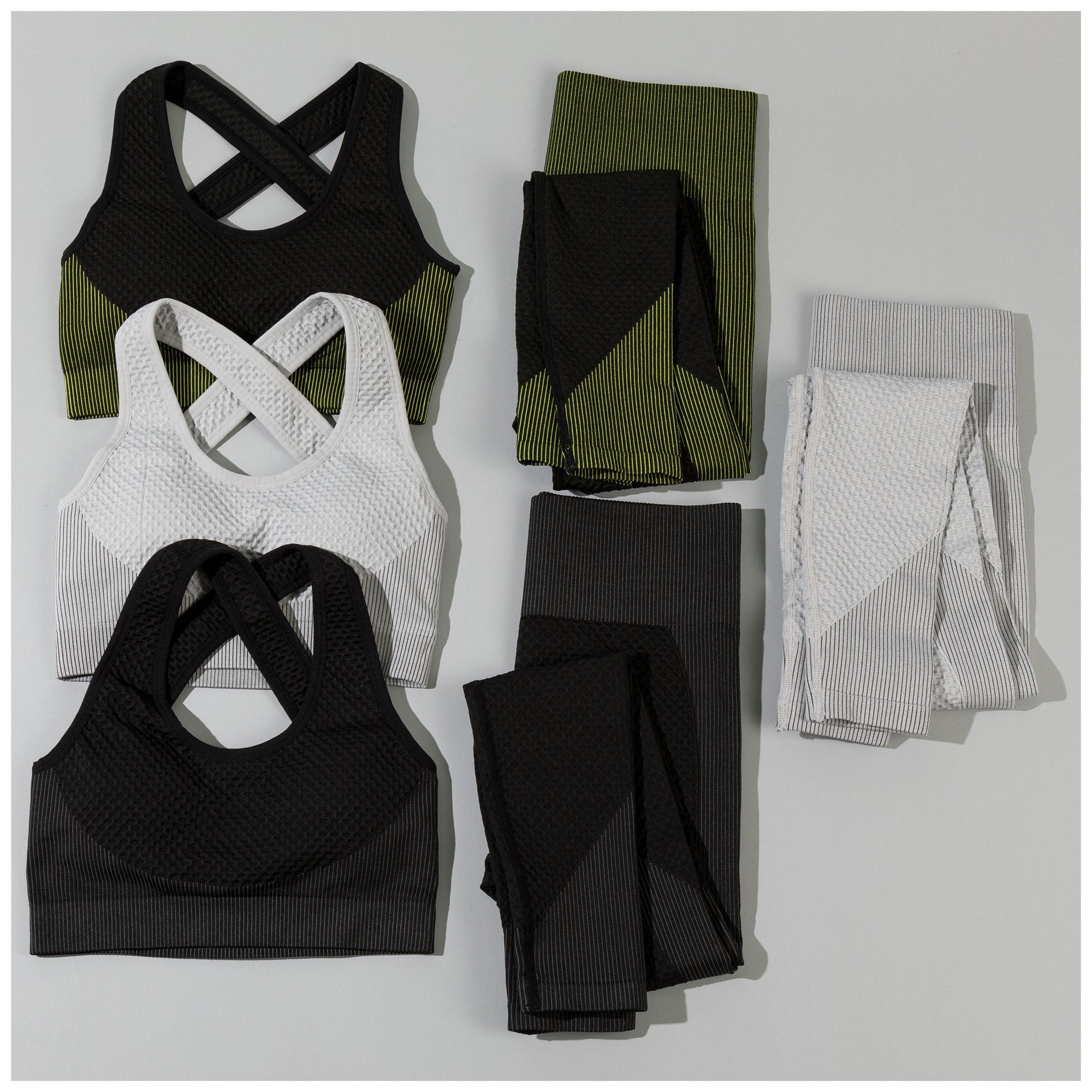 Textured Leggings and Sports Bra Activewear Set Women Workout