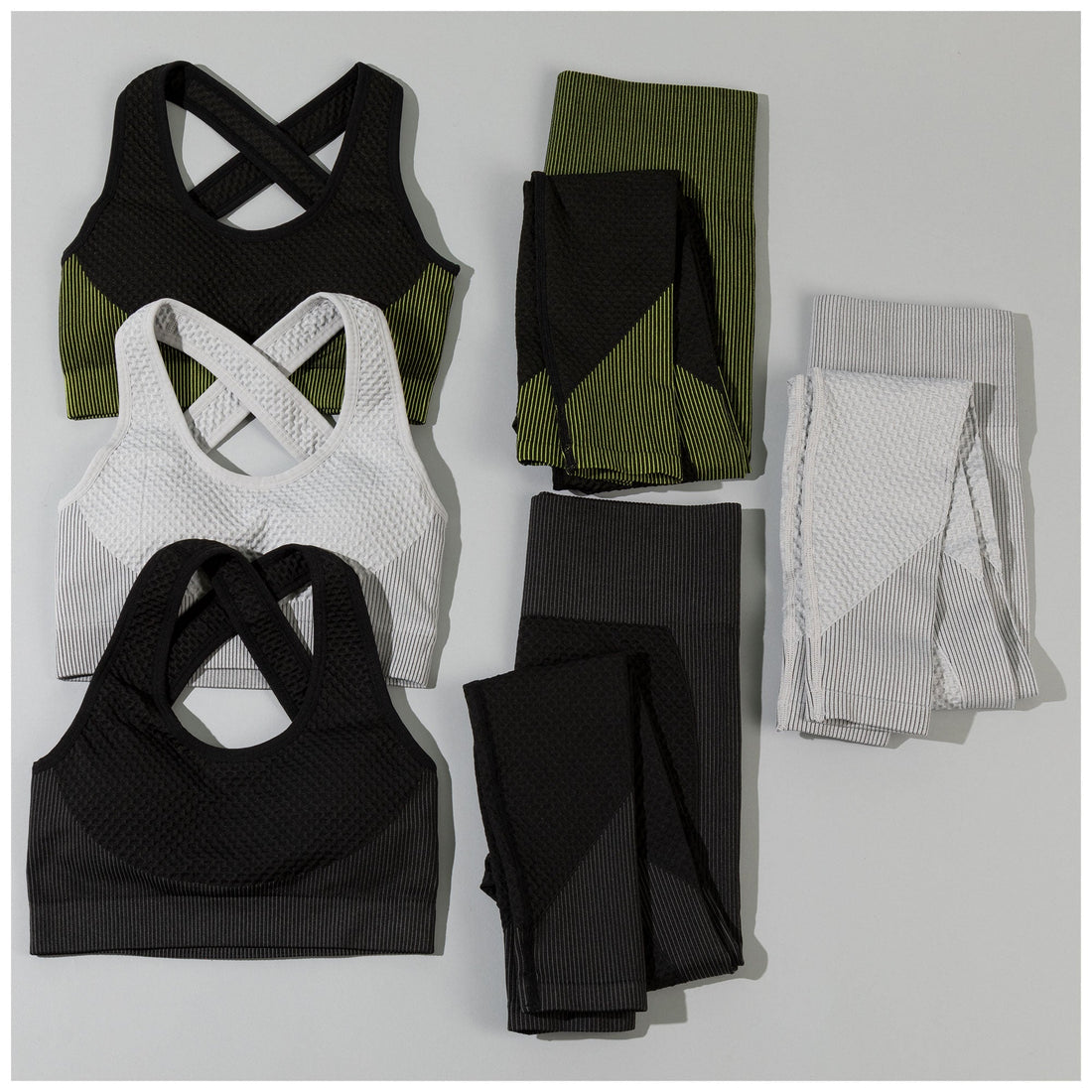 Textured Leggings and Sports Bra Activewear Set Women Workout