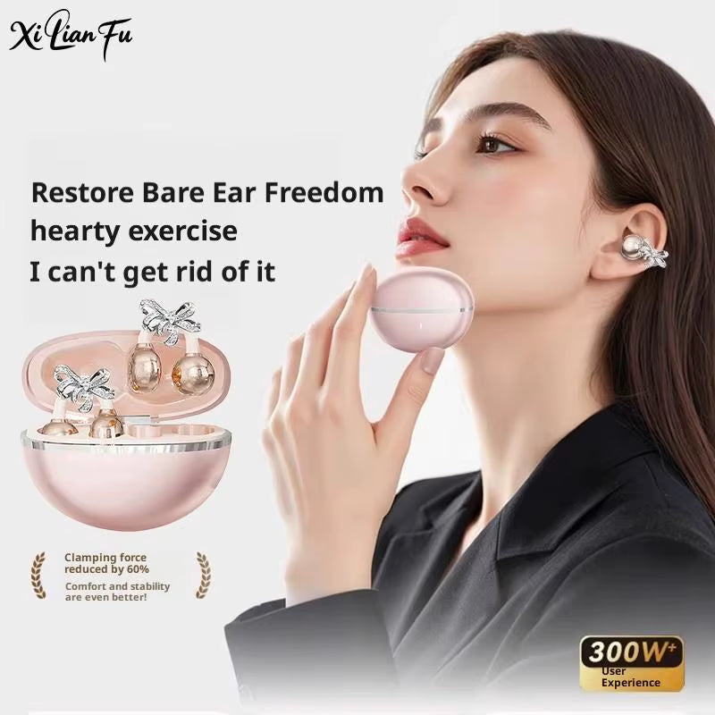 Clip On Wireless Bluetooth Open Ear Earbuds Sports Fitness Headphones
