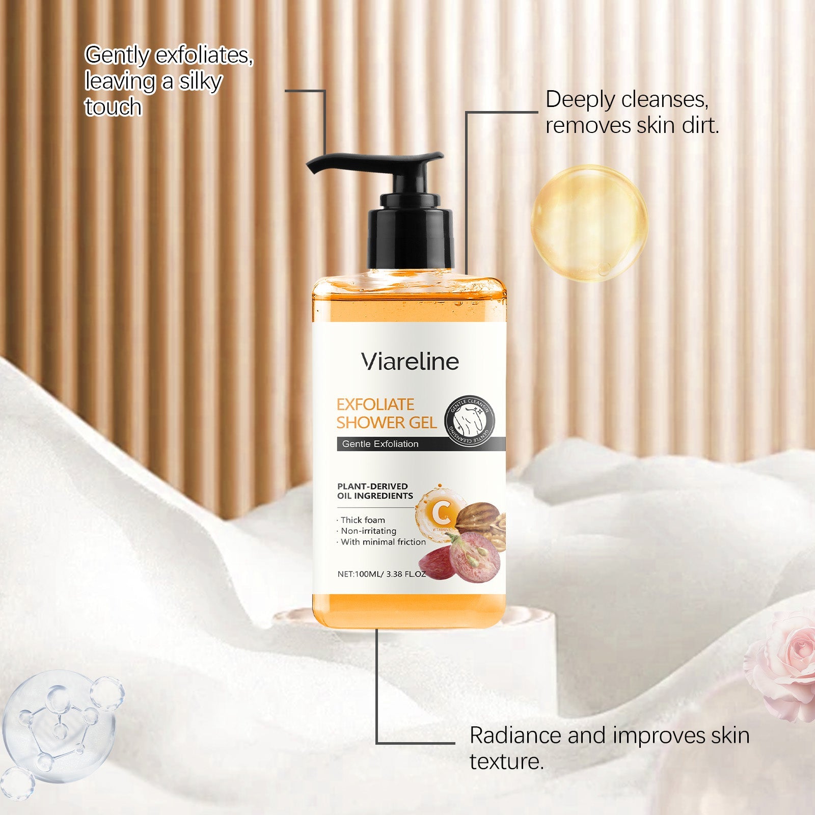 Exfoliating Body Wash Gentle Cleanser Moisturizing Silky Refreshing Shower