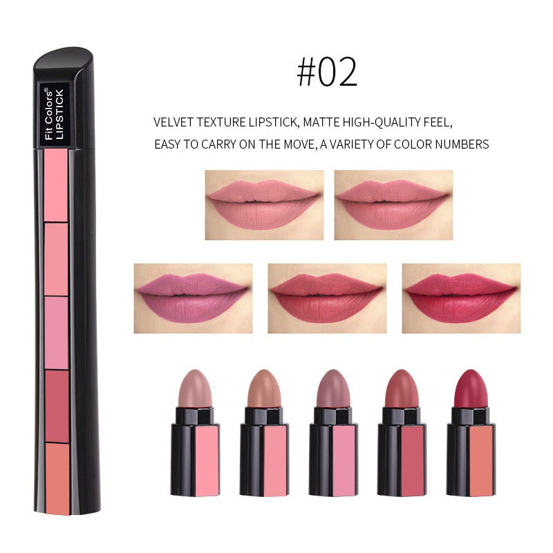 5 Color Matte Velvet Lipstick Waterproof Long Lasting Lip Gloss