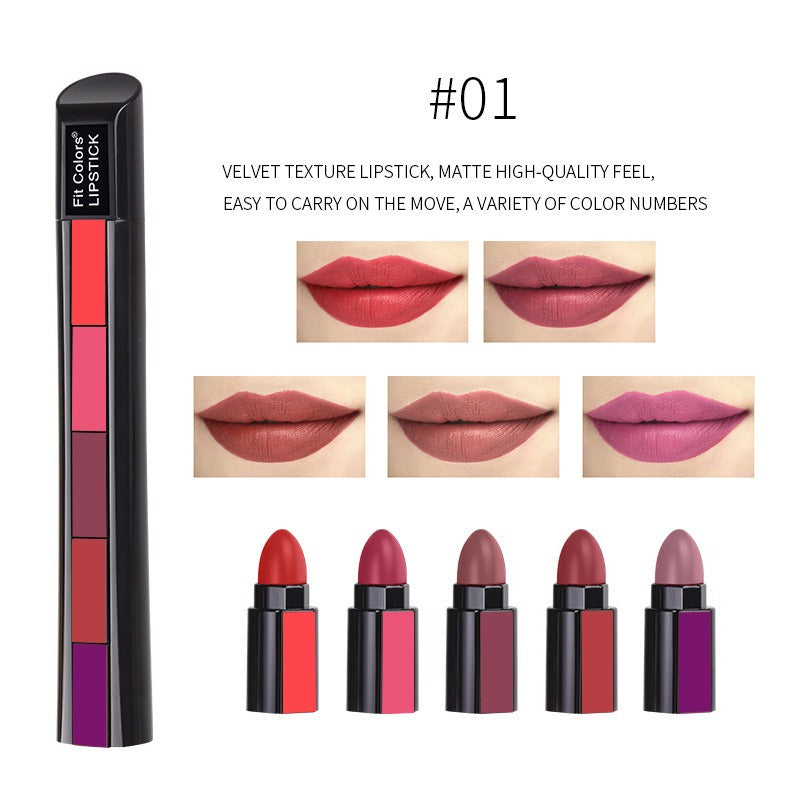 5 Color Matte Velvet Lipstick Waterproof Long Lasting Lip Gloss