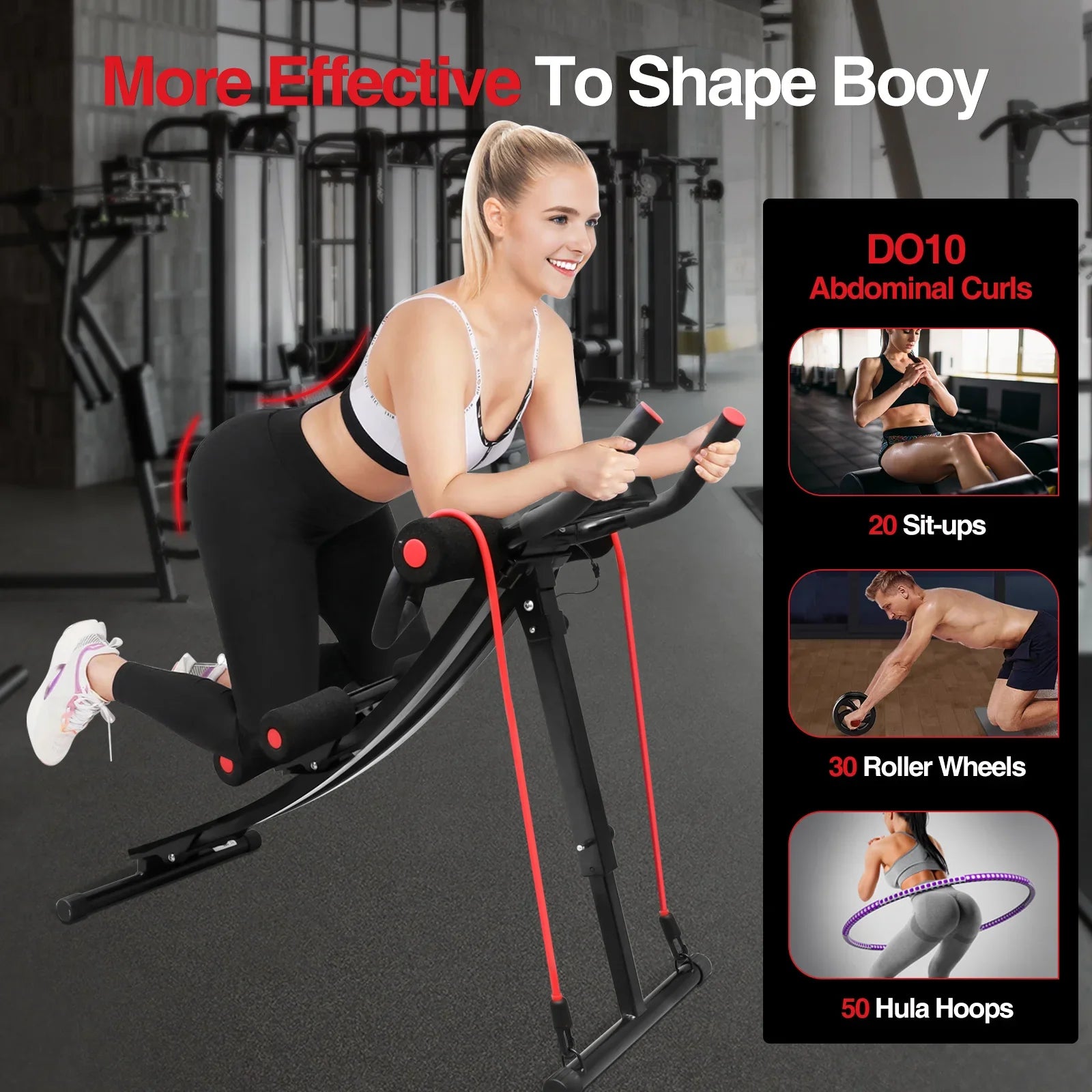 Foldable Ab Machine Core Trainer Home Gym 440lbs Capacity LCD