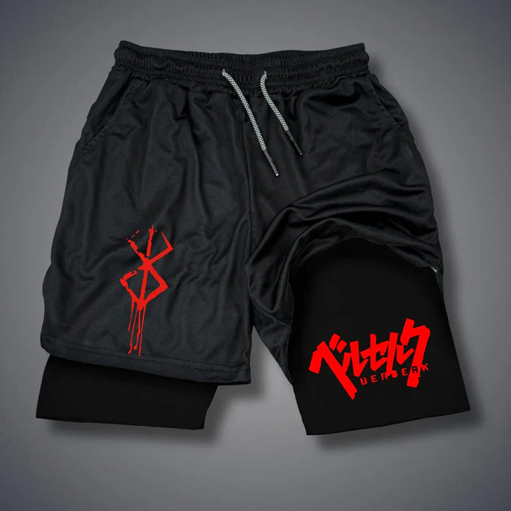 2 in 1 Men Compression Shorts Gym Running Phone Pocket Shorts