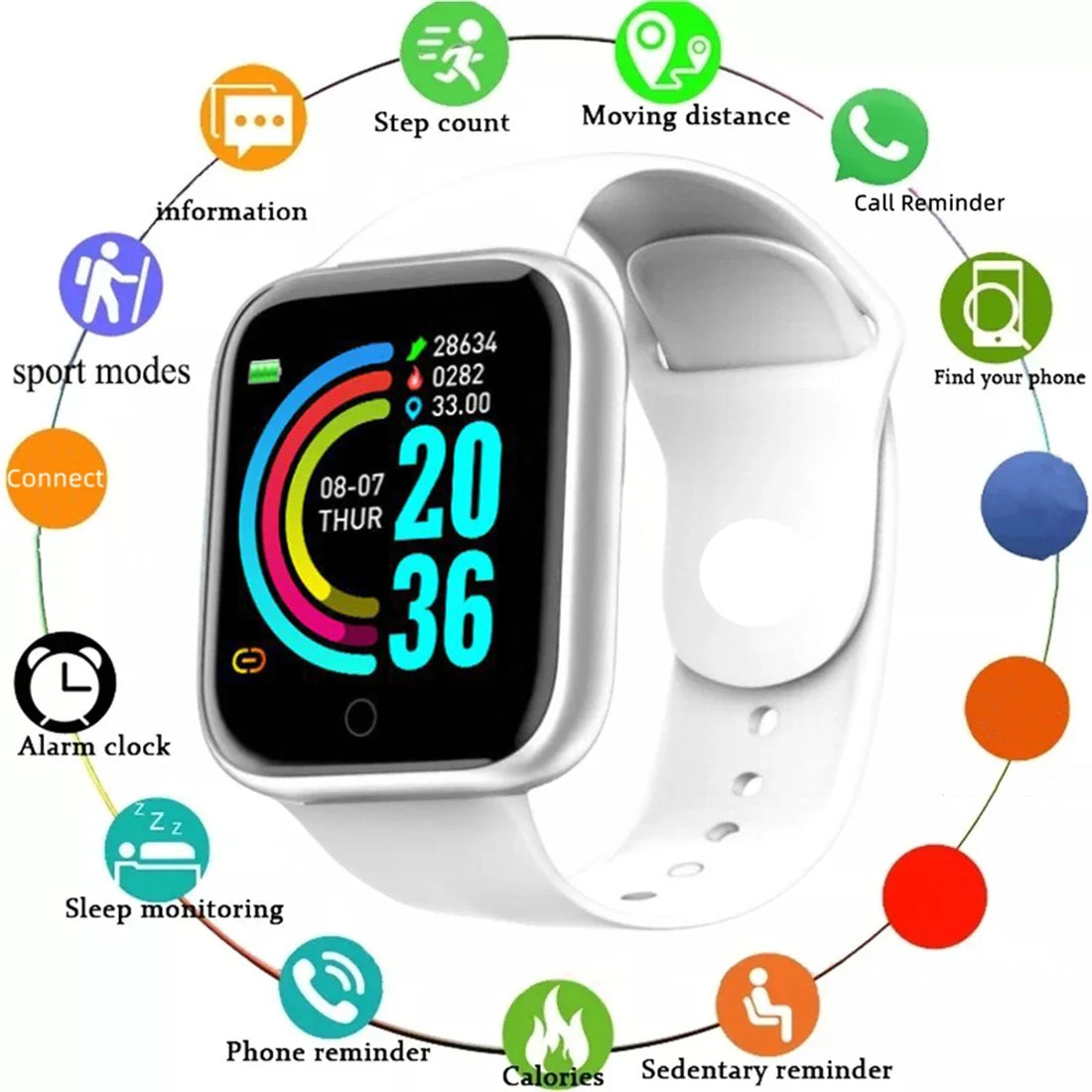 Smart Watch Men Women Message Fitness Heart Rate Monitor Bracelet