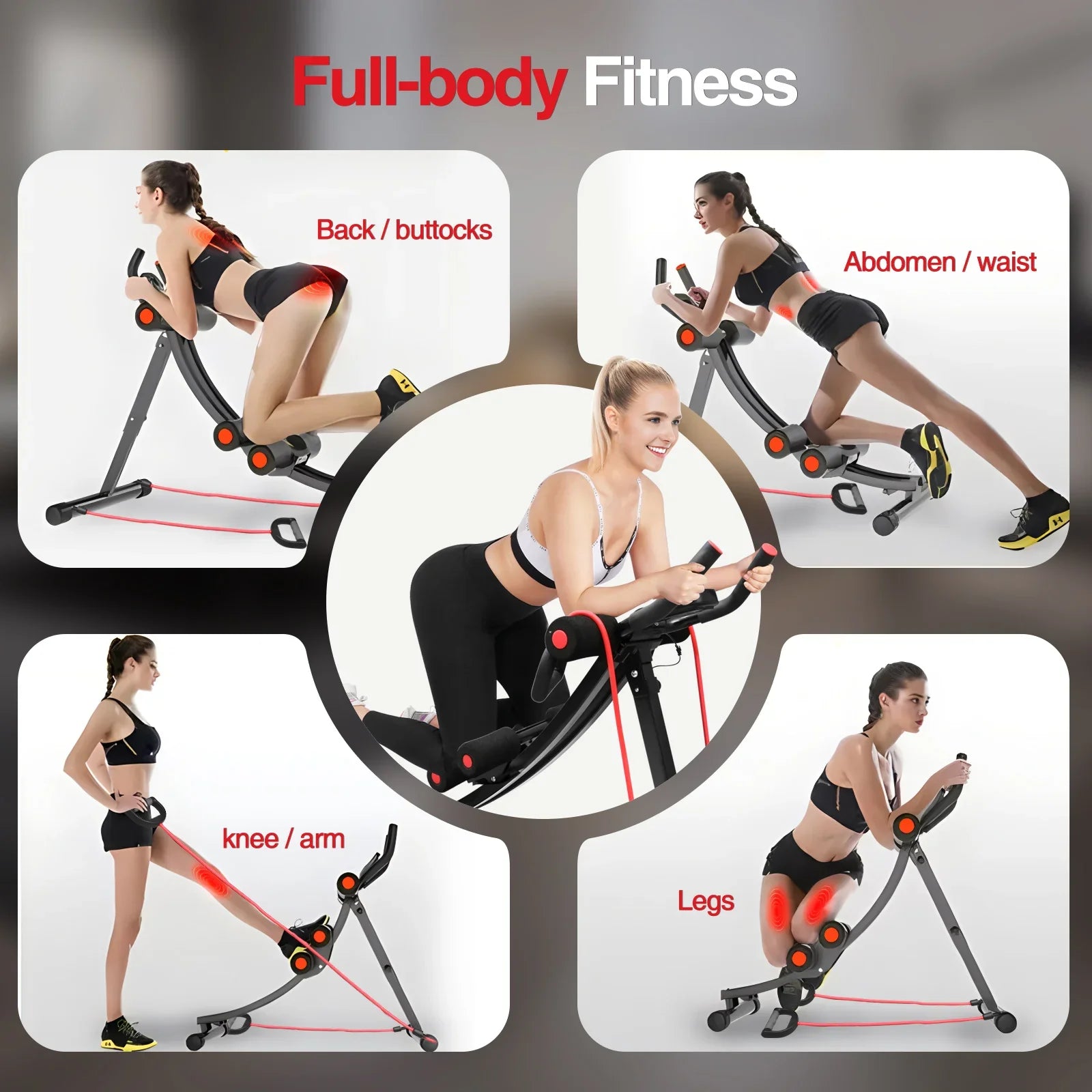 Foldable Ab Machine Core Trainer Home Gym 440lbs Capacity LCD
