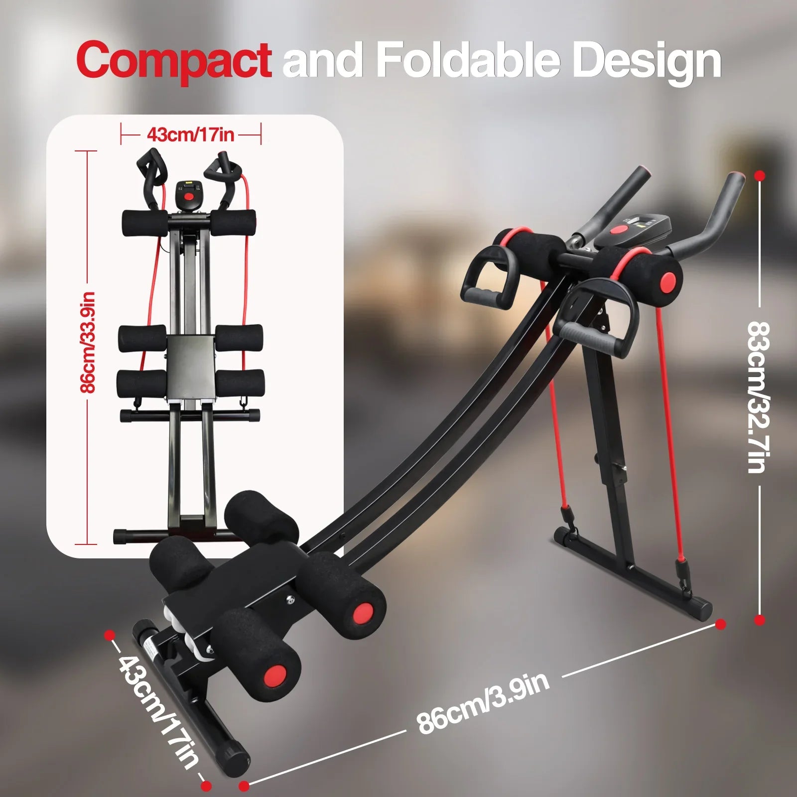 Foldable Ab Machine Core Trainer Home Gym 440lbs Capacity LCD