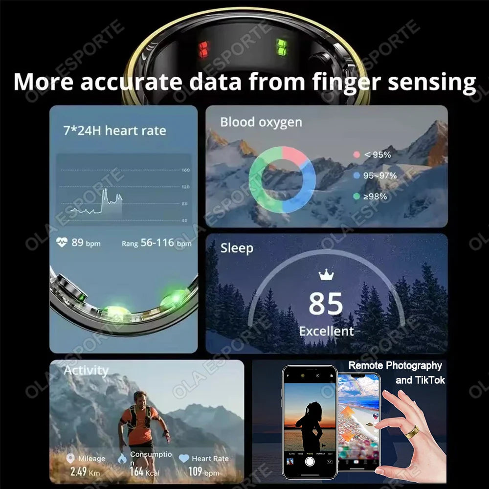 2026 Smart Ring Health Monitor Heart Rate Sleep Blood Pressure