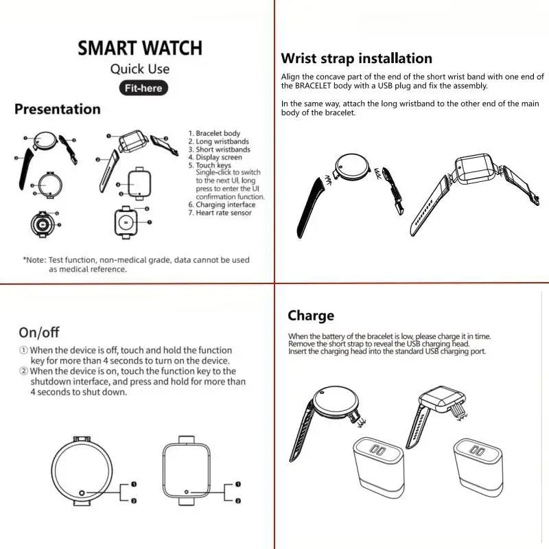 B41 Real Step Count Smart Watch Fitness Tracker Men Women