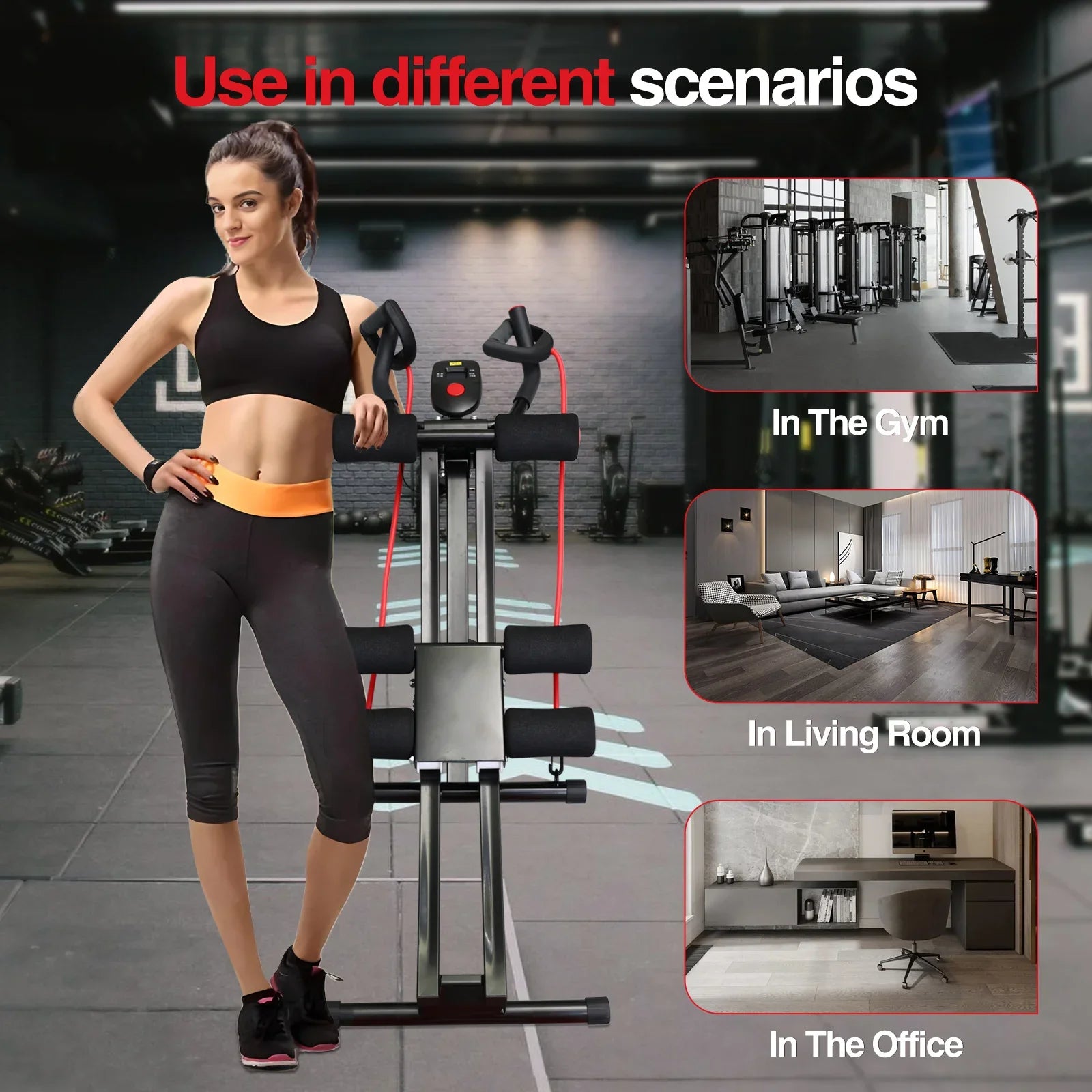 Foldable Ab Machine Core Trainer Home Gym 440lbs Capacity LCD