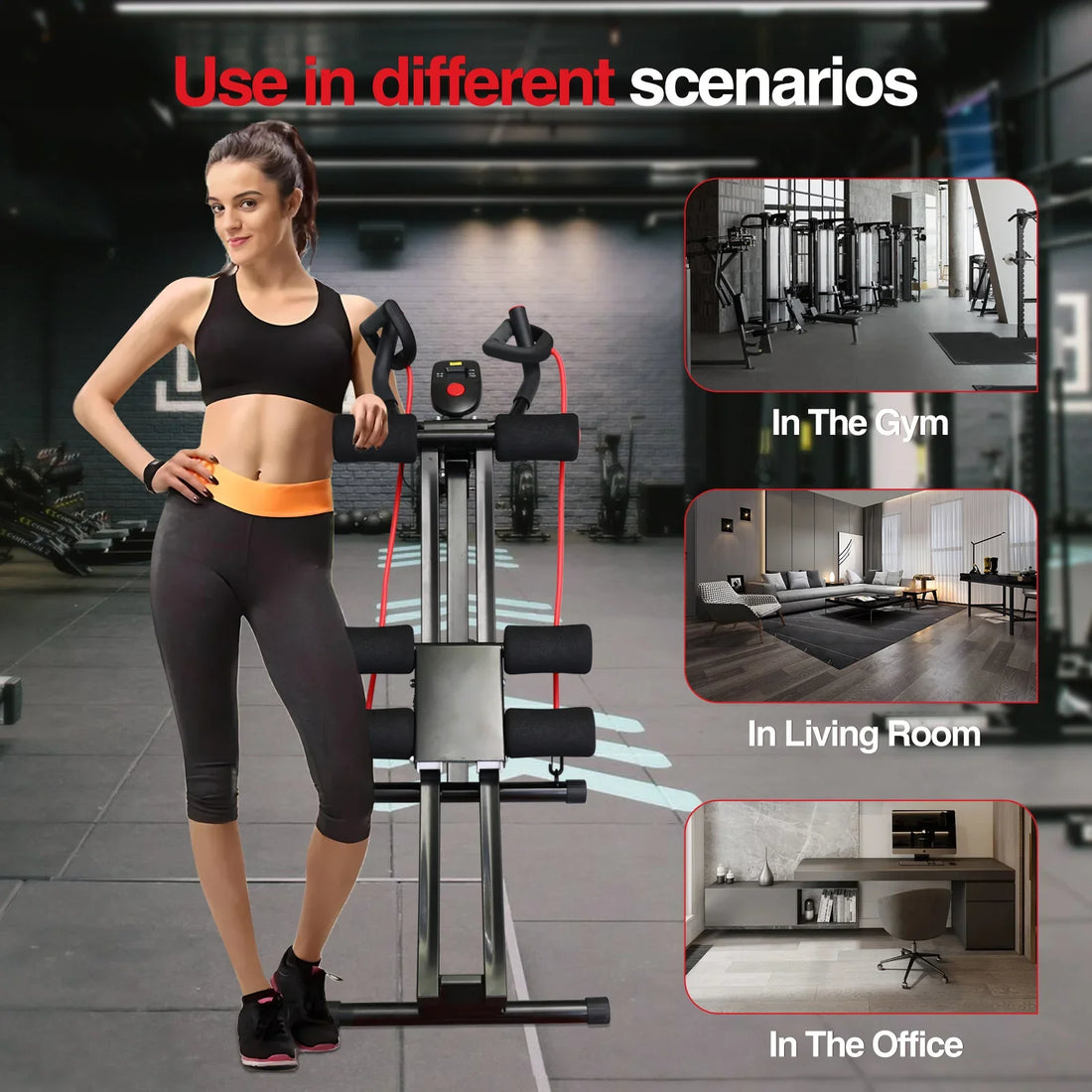 Foldable Ab Machine Core Trainer Home Gym 440lbs Capacity LCD