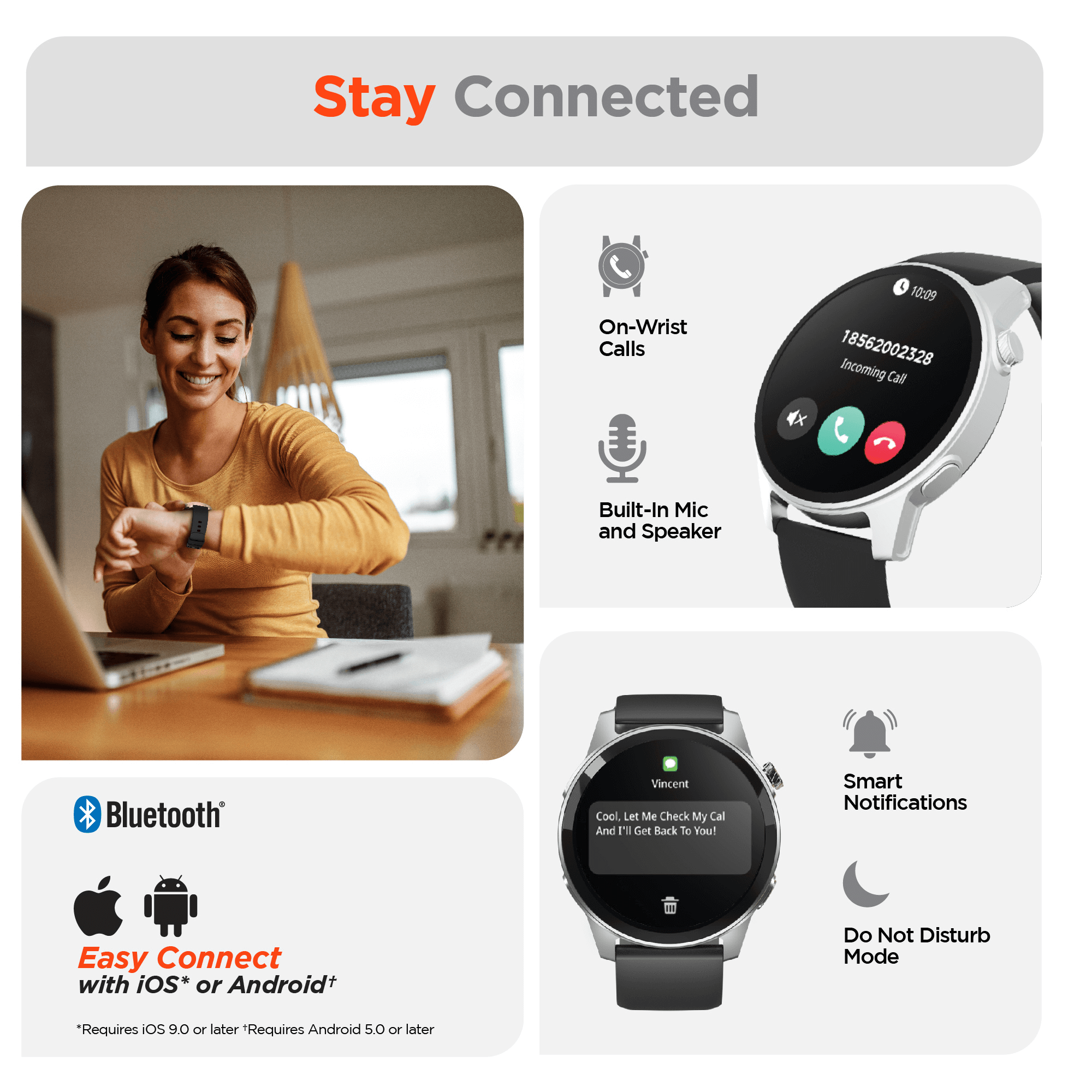 HyperGear SmartWatch Fitness Tracker Heart Rate Sleep Monitor Activity