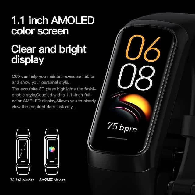 C60 Smart Watch 1.1 Inch Bluetooth Fitness Tracker Watch