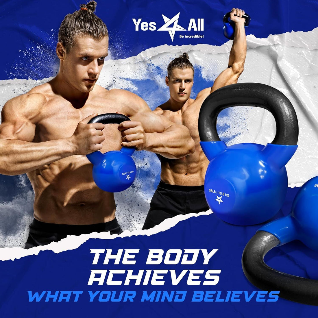Vinyl Coated Kettlebell Cast Iron Strength Training Home Gym