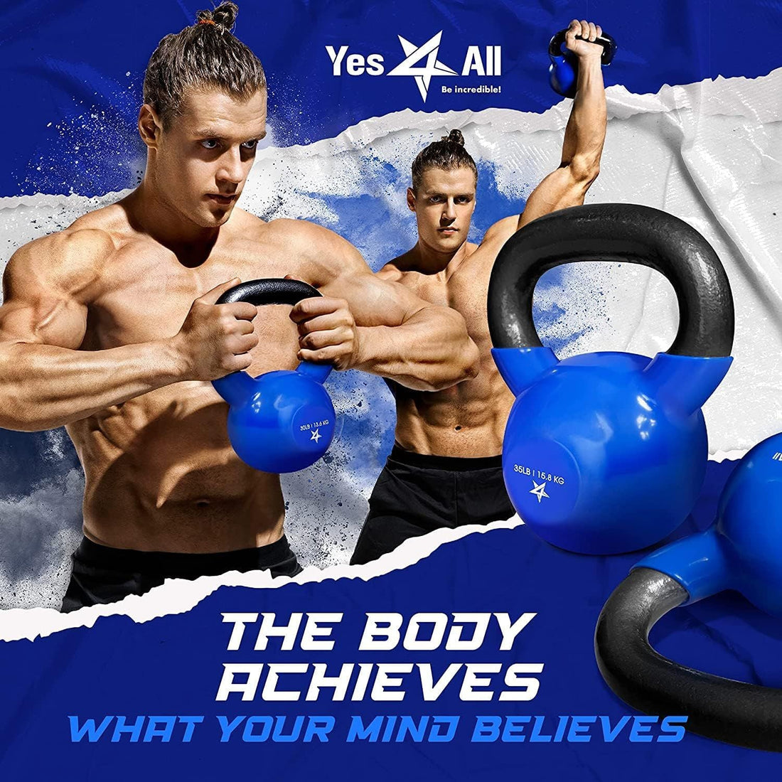 Vinyl Coated Kettlebell Cast Iron Strength Training Home Gym