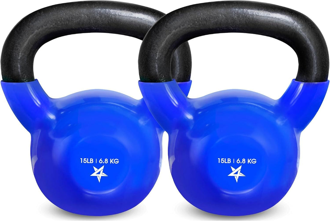 Vinyl Coated Kettlebell Cast Iron Strength Training Home Gym