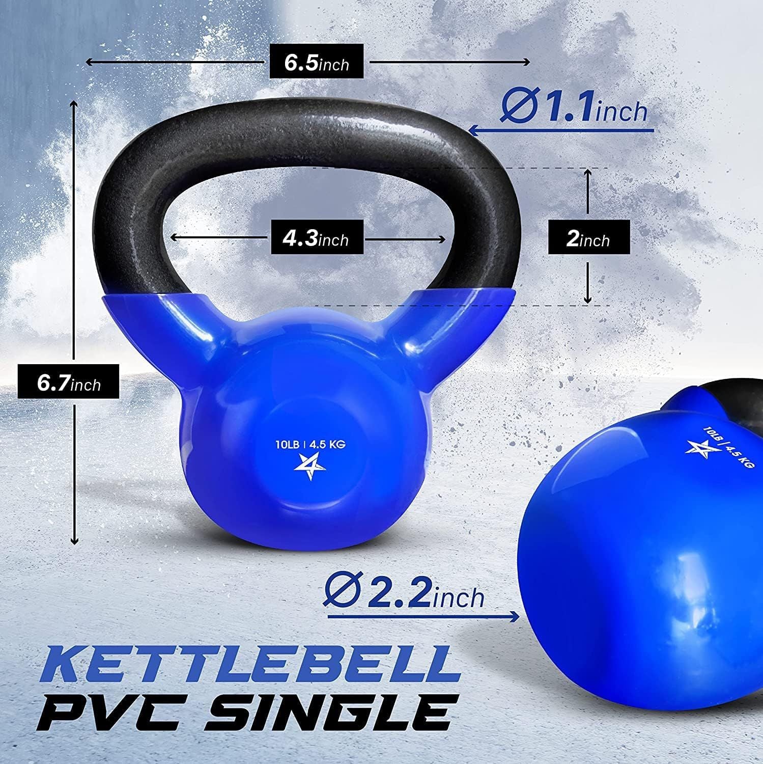 Vinyl Coated Kettlebell Cast Iron Strength Training Home Gym