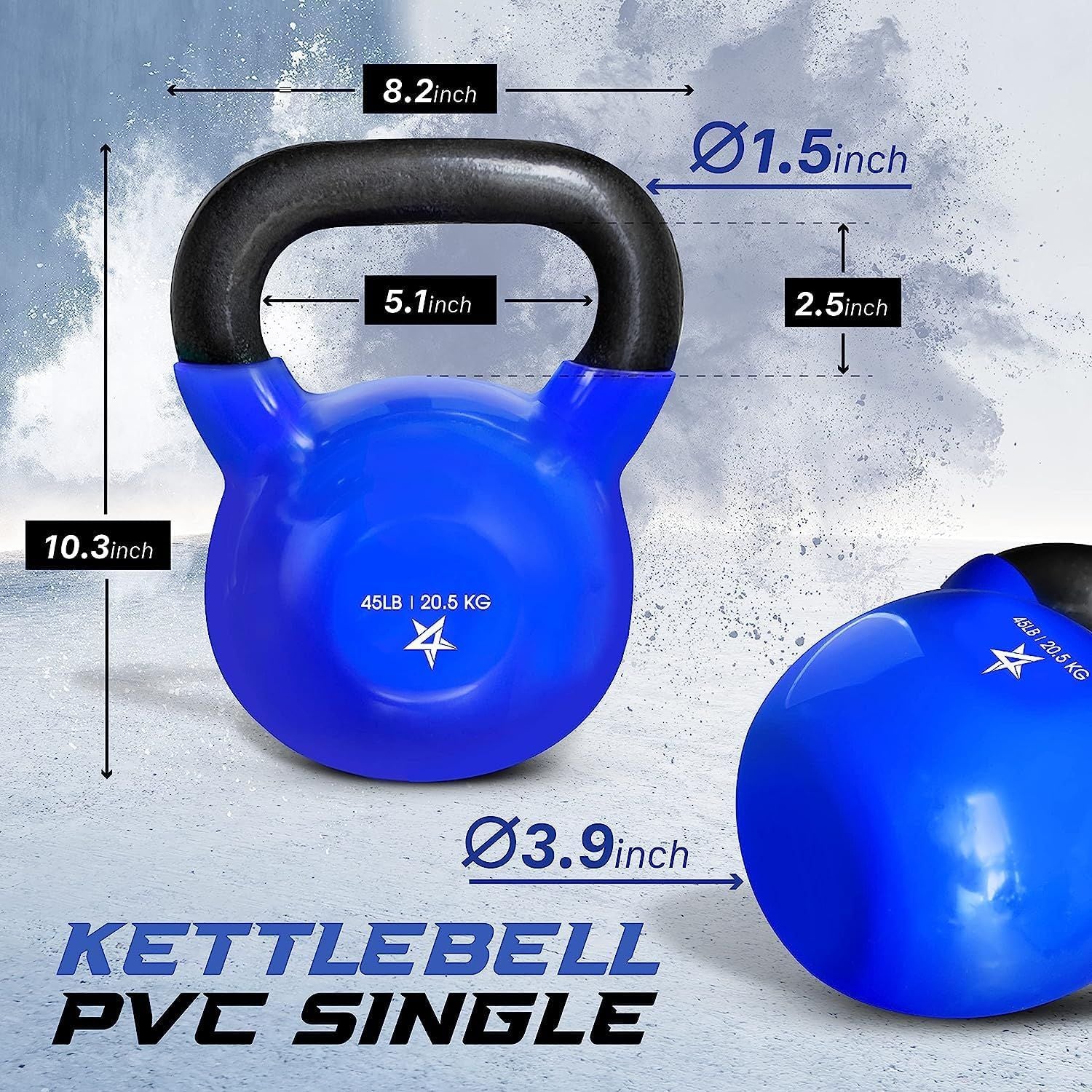 Vinyl Coated Kettlebell Cast Iron Strength Training Home Gym