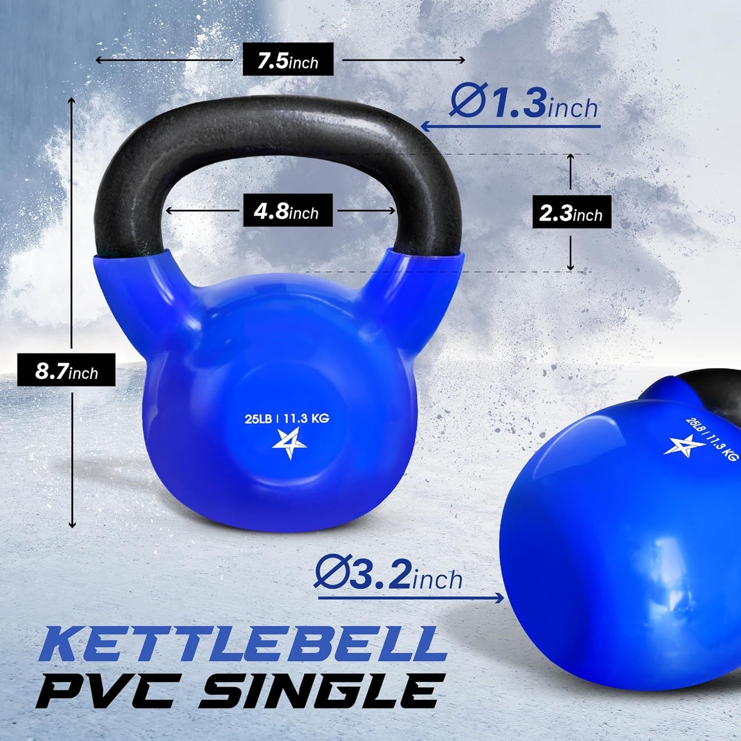 Vinyl Coated Kettlebell Cast Iron Strength Training Home Gym