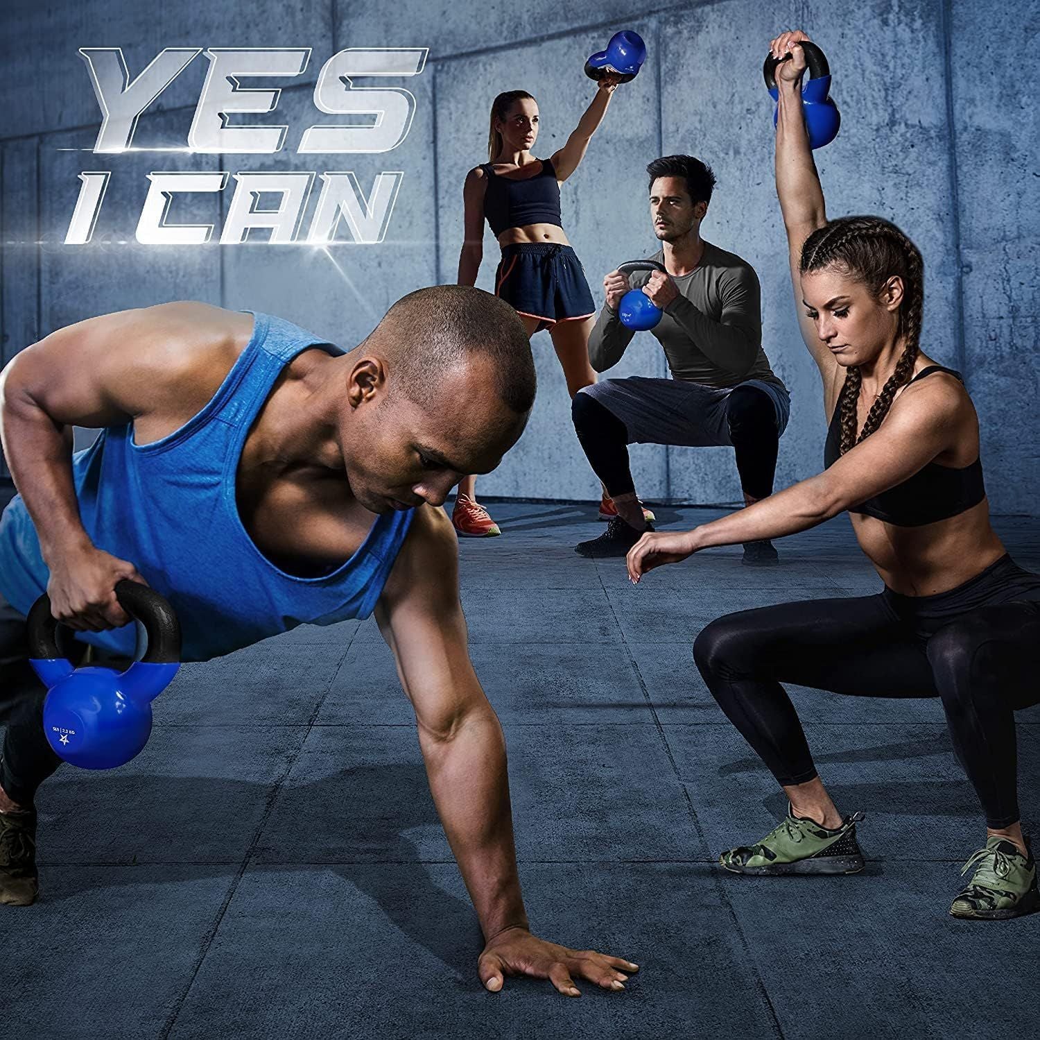 Vinyl Coated Kettlebell Cast Iron Strength Training Home Gym