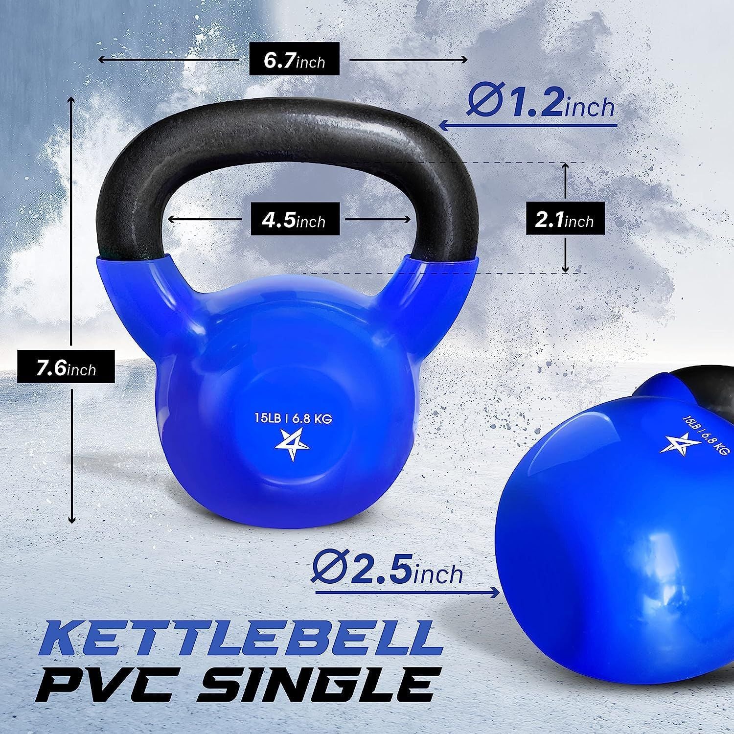 Vinyl Coated Kettlebell Cast Iron Strength Training Home Gym
