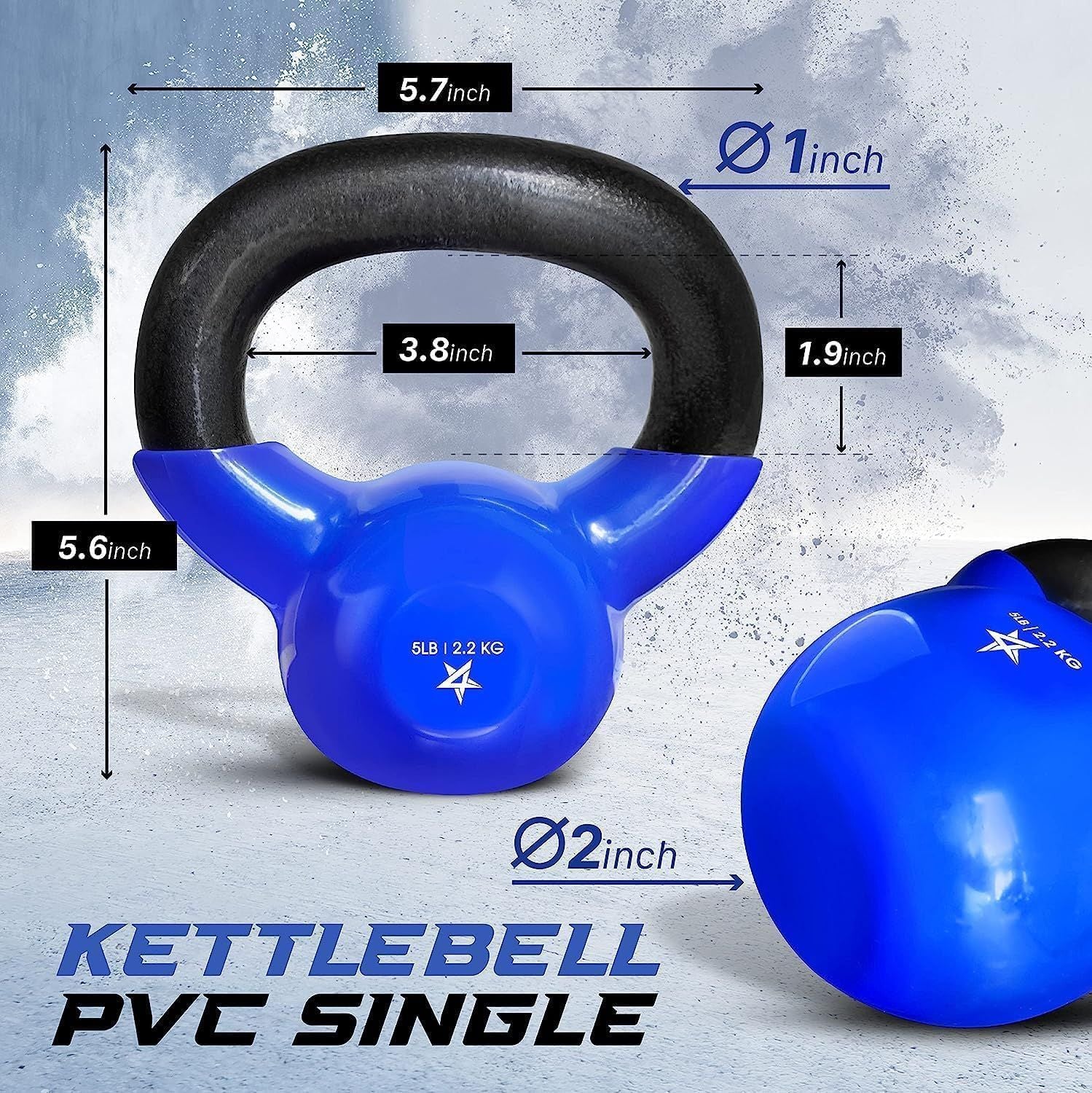 Vinyl Coated Kettlebell Cast Iron Strength Training Home Gym