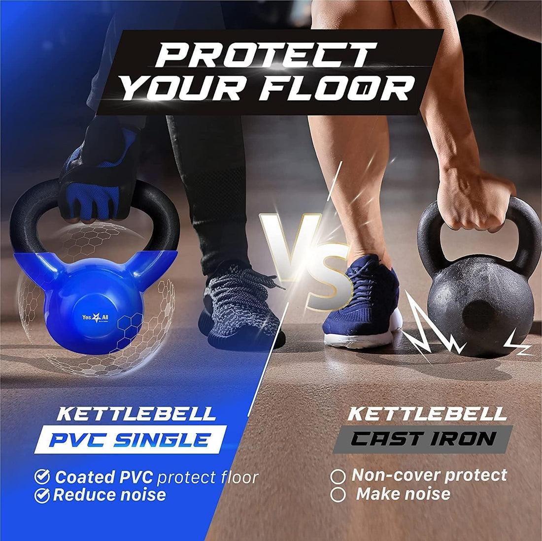 Vinyl Coated Kettlebell Cast Iron Strength Training Home Gym