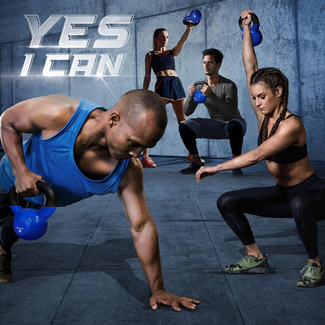 Vinyl Coated Kettlebell Cast Iron Strength Training Home Gym
